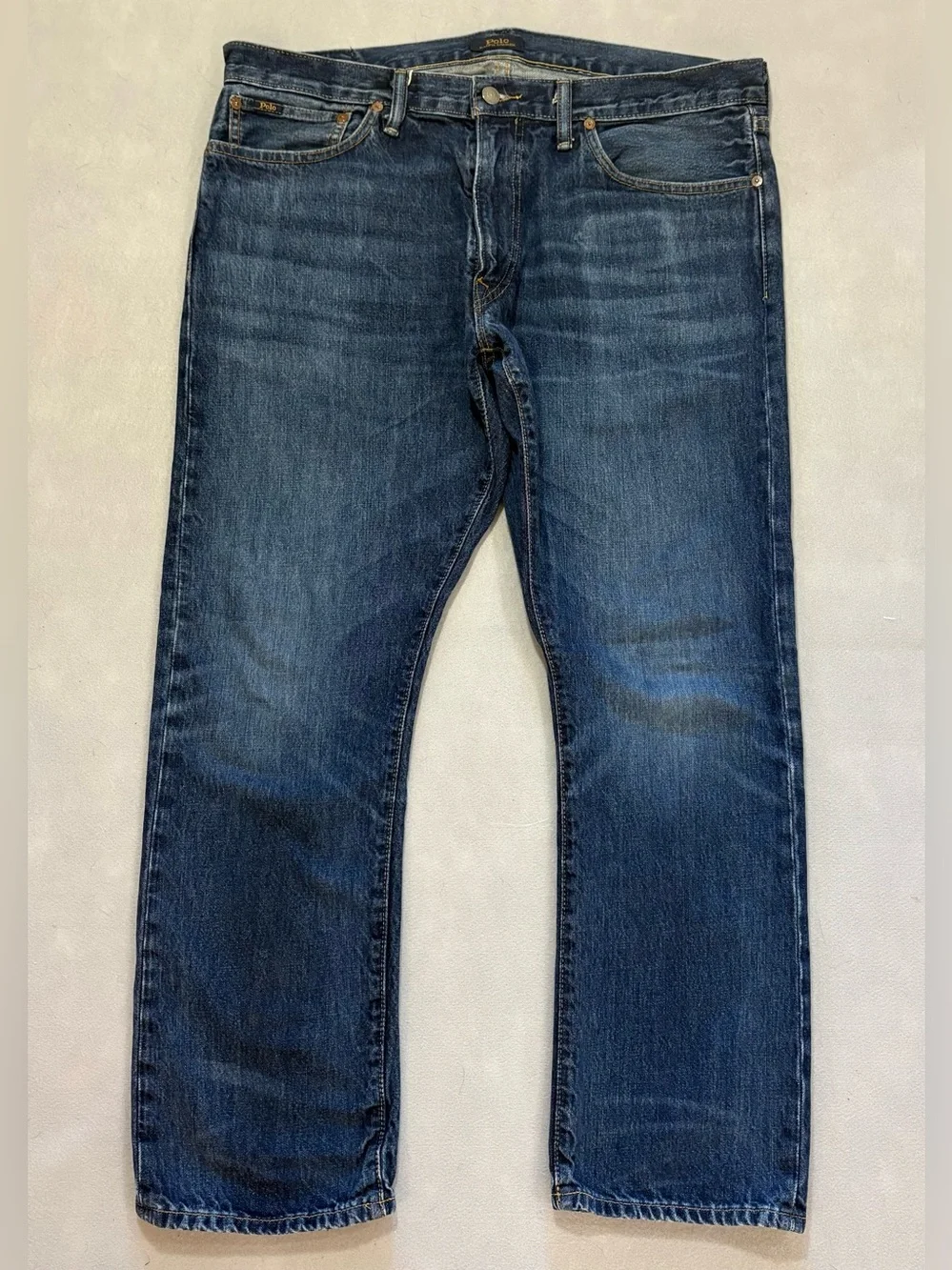 Polo Ralph Lauren Varick Jeans Slim Straight Dark Med Wash 36 X 30 100% Cotton